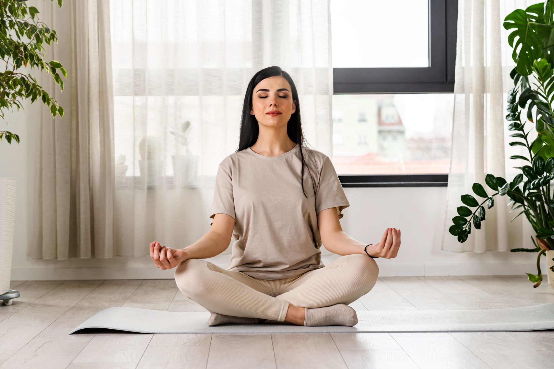 a woman meditating